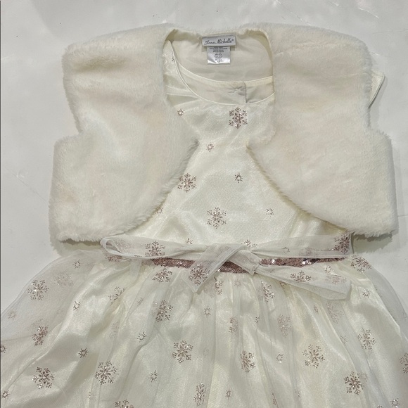 Jona Michelle Other - Jona Michelle Ivory Dress with Gold Snowflake Accents